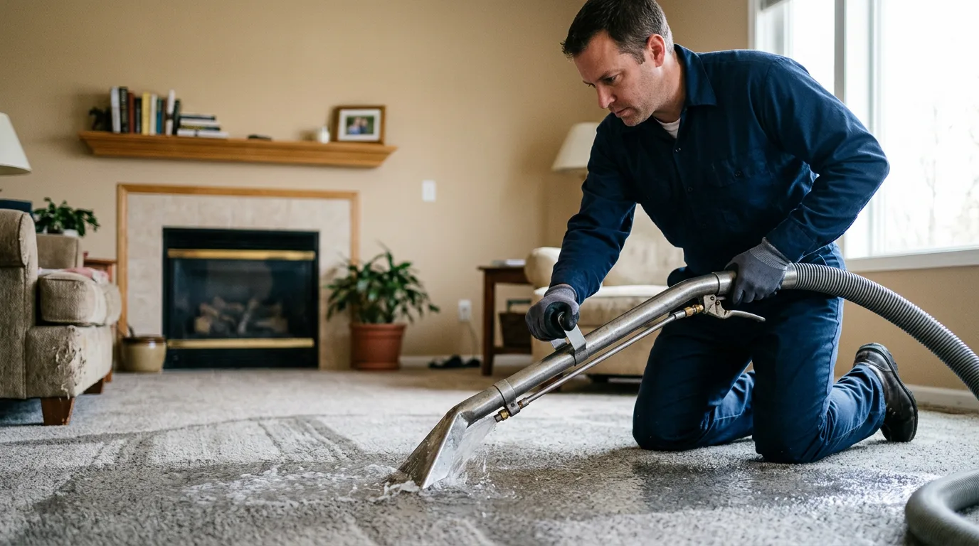 Water damage restoration technician working near Englewood Cliffs, NJ